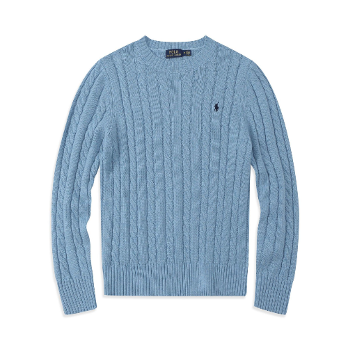 Blue sweatshirt with a brand logo on a White background