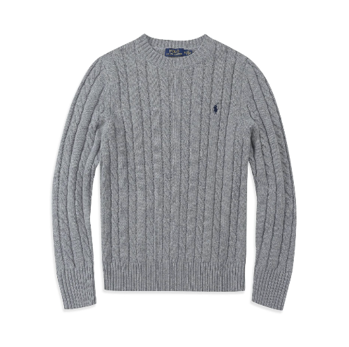 Grey sweatshirt with a brand logo on a White background