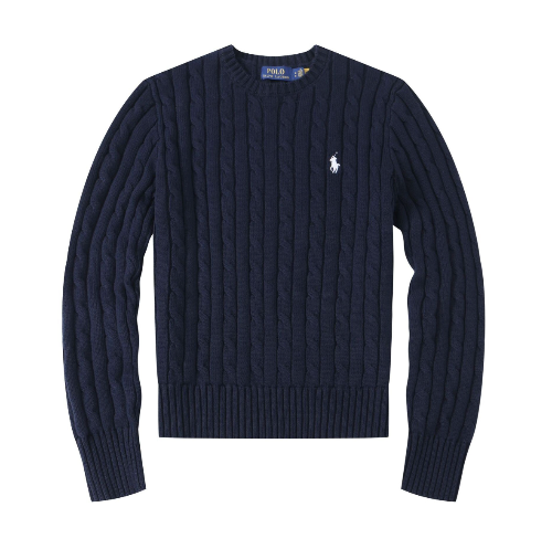 Navy sweatshirt with a brand logo on a White background