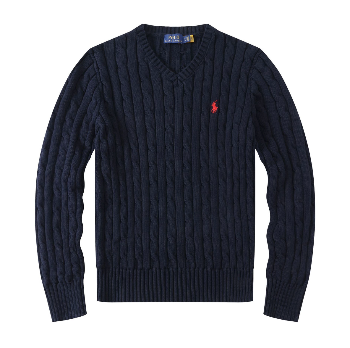 Womens Ralph Lauren Cable Knit Jumper - Navy_RedLogo