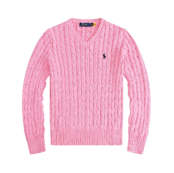 Womens Ralph Lauren Cable Knit Jumper - Pink_BlackLogo
