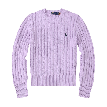 Womens Ralph Lauren Cable Knit Jumper - Purple_BlackLogo