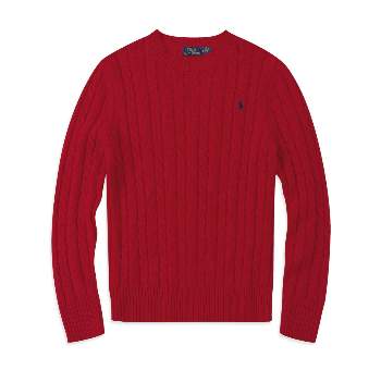 Womens Ralph Lauren Cable Knit Jumper -Red_BlackLogo