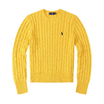 Womens Ralph Lauren Cable Knit Jumper -Yellow_BlackLogo