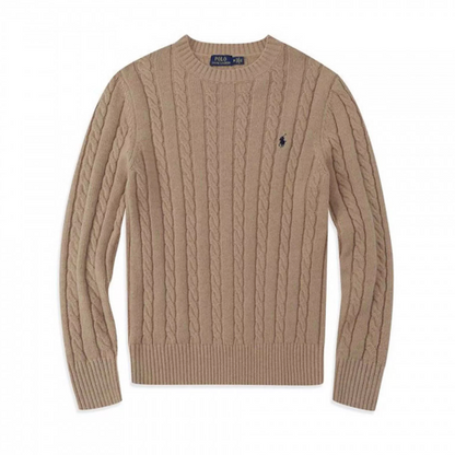 Brown sweatshirt with a brand logo on a White background