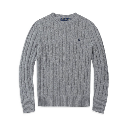Grey sweatshirt with a brand logo on a White background