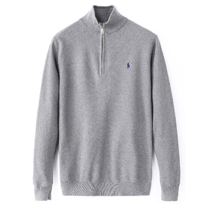 Grey sweatshirt with a brand logo on a White background