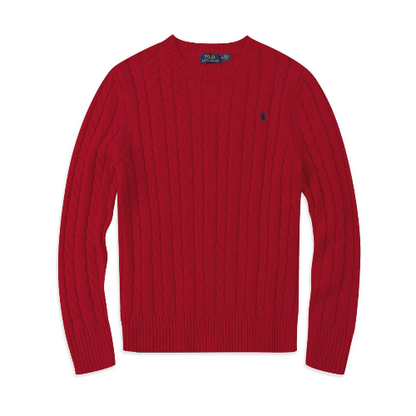 Red sweatshirt with a brand logo on a White background